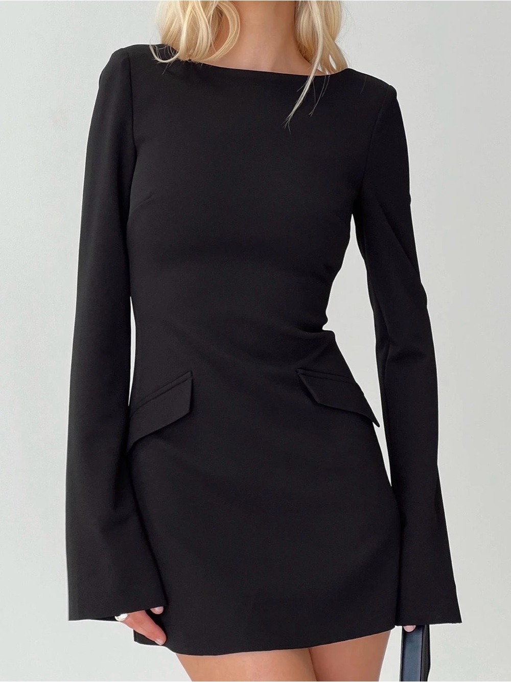 NWOT Princess Polly Carter's Long Sleeve Mini Dress - Black - Size 4